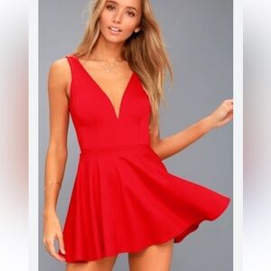 NWT Lulu’s Skater Dress Red